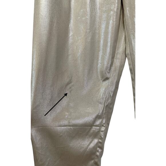 2/$30 ontwelfth Champagne Metallic Pants Pleated Straight Leg Shimmer Size M - Picture 4 of 11